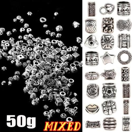 50g (about 180pcs) Wholesale Tibetan Silver Metal Spacer Beads for Jewelry Making Metal Spacers Beads Findings for Bracelet