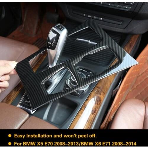 Carbon Fiber Style Center Console Gear Box Panel Cover Trim for BMW X6 E71 2010 2011 2012 2013 2014 ABS Car Styling