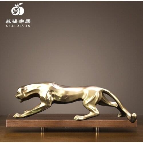 RESIN CRAFTS OFFICE LIVING ROOM CREATIVE DECORATION COLD CAST COPPER CRAWLING LEOPARD HOME DECORATION ACCESSORIES