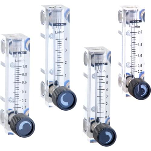 PMMA Gas Flowmeter Air Flow Meter 6mm Quick Connector Square Panel Type Rotameter LZT-4T 0.1-1LPM 0.2-2LPM 0.25-2.5LPM 1-12LPM
