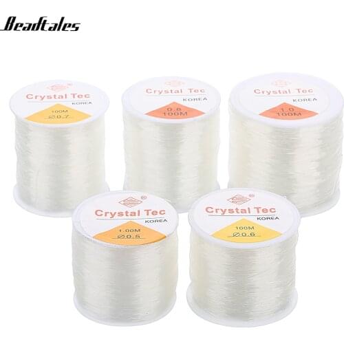 Beadtales Strong Elastic Ropes White Crystal String Cord 55/80/100m Beading Wire Thread for Jewelry Bracelet Necklace Making