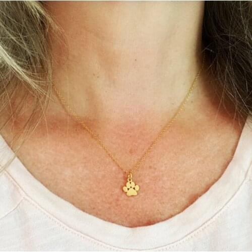 Simple Creative Design Cute Animal Cat Paw Pendant Necklaces Women Vintage Chains Clavicle Necklace Kolye YN1230