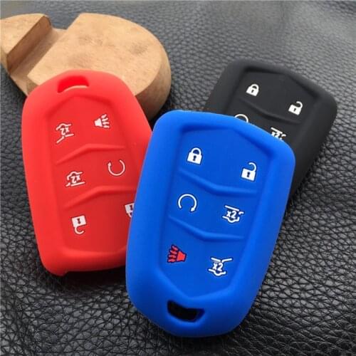 Silicone rubber car key cover case for Cadillac Escalade ESV XTS ATS CTS SRX 6BT 6 buttons cover case