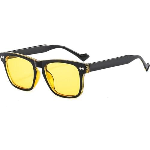 2021 Retro Box Sunglasses Female tide Korean Fashion Street Shooting Black Yellow Flat Mirror Sunglasses Driving sun shade man