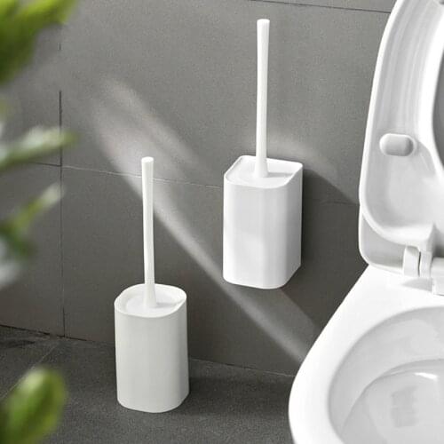 Modern White Toilet Brush Nordic Simple Holder Toilet Bowl Cleaner Brush Set Tools Brosse Toilette Wc Bathroom Fixture DH50MTS