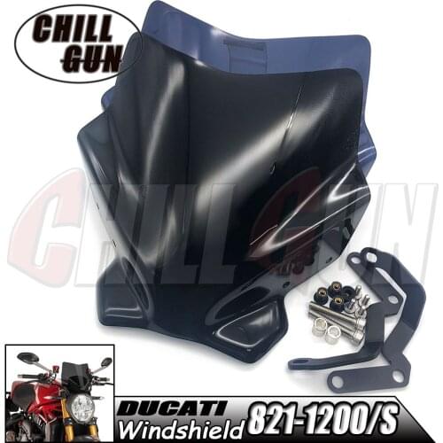 Sports Touring WindScreen Windshield Viser Visor Deflector For DUCATI Monster 797 M797 MONSTER 821 M821 1200 1200S 1200R '14-'20