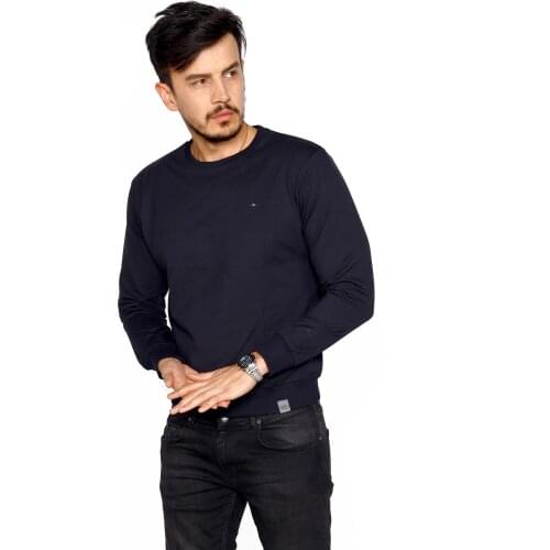 Dark Blue Sweatshirts Crew Neck Micro Polyester Lycra