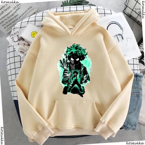 Hero Deku - My Hero Academia Hoodies Cool Womens Sweatshirts Anime Hoodie Winter Female Pullovers Beige Hoody