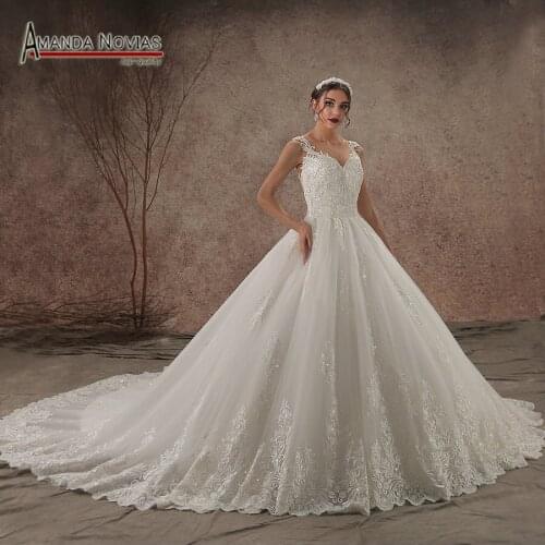 Amazing New Model See Through Back Ball Gown Wedding Dresses 2019 NS3437