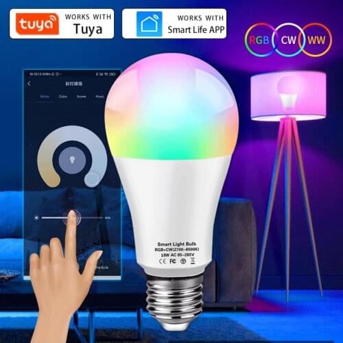 Bluetooth Tuya Smart Light Bulb Lampada E27 12W 15W 18W RGB+CW+WW for Home Dimmable Support Gateway Upgrade wifi Smart Lamp