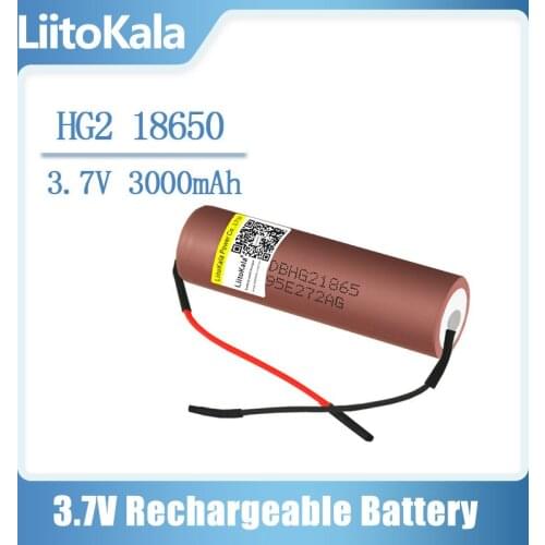 Liitokala new HG2 18650 3000mAh battery 18650HG2 3.6V discharge 20A, dedicated For hg2 batteries + DIY Linie