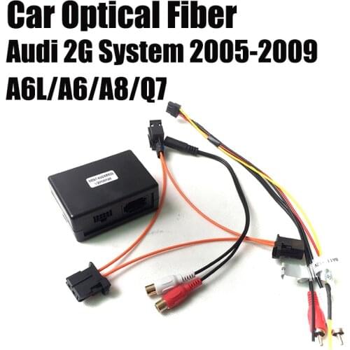 For Audi A6 A7 A8 Q7 AUX Car Optical Fiber Decoder Box Amplifier Adapter 2005 2006 2007 2008 2009 2Gsystem external sound input