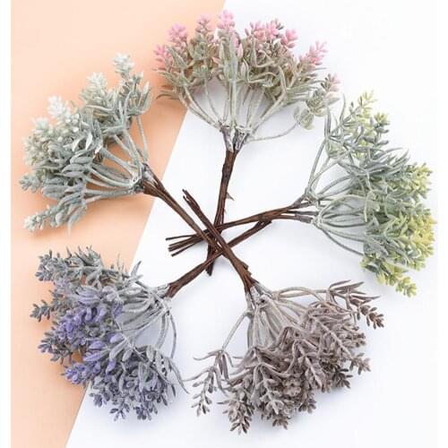 1 Bouquet Artificial Plants Branch Plastic Artificial Floral Wreaths DIY Wedding Decoration Home Decor plantas artificiales 13cm