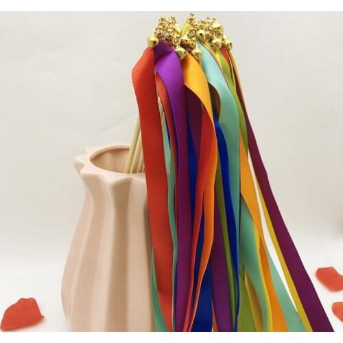 6 Color Style Coloured Ribbon Festival Celebration Fairy Stick Magic Wand Wedding Garland Silk Ribbon Bride To Be Decor