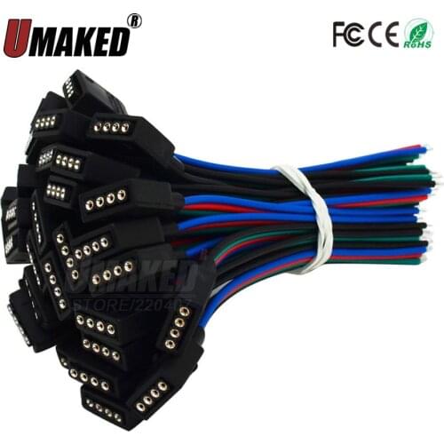 10pcs 4Pin 4 Pins/head Male to Female Plug/Wire Quick Connector for RGB LED Strip, 4pin connector