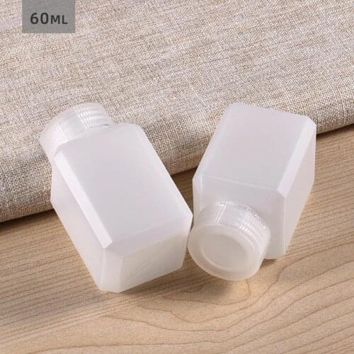 10PCS Empty 60ML Square Bottle Small Mouth Plastic Bottles Portable Small Travel Sample Refillable Packing Container