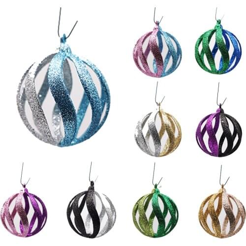 2Pcs 7.5cm Candy Powder Christmas Ball Ornament Charming Christmas Tree Decoration Birthday Party Holiday Hangings Home Decor
