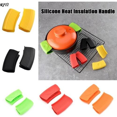 2 Pieces Anti-hot Tools Microwave Insulation Non-slip Kitchen Utensil Silicone Handle Anti-scalding Hot Pot Earmuffs