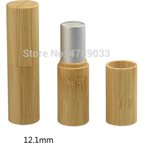 20pcs 12.1mm Natural Bamboo Lipstick Tube DIY Empty Lip Balm Cosmetic Packaging Container 4.5g Lip Gloss Pipe Shell Top Quality
