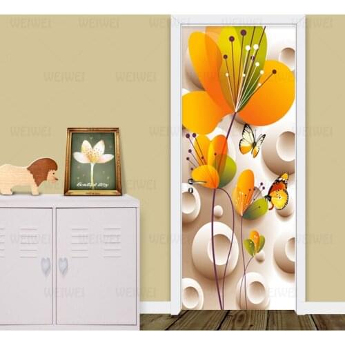 3D Stereo Flower Butterfly Wall Door Sticker Modern Creative Art Living Room Kids Bedroom Home Design Door Decals Vinyl 3D Mural