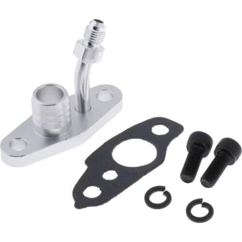 4AN Auto Turbo Oil Flange, Turbocharger Oil Return Feed & Drain Flange Kit Fit for CT20 CT26-4AN Feed 10AN Return (M8 x 1.25 mm)