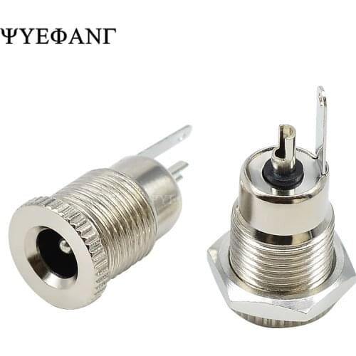 5pcs DC-099 5.5mm x 2.1mm 2.5mm DC Power Jack Socket Female Panel Mount Connector Metal DC099 Open Hole 11MM 5.5*2.1 5.5*2.5