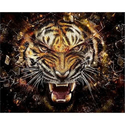 30x40cm Animal Tiger Cross Stitch DIY Full Round Diamond Painting Wall Decor Painting