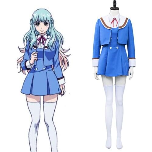 Anime Comic High rise Invasion Cosplay Costumes Kuon Shinzaki Cosplay Costume Uniforms Suits Blue Dresses Clothes Wears School