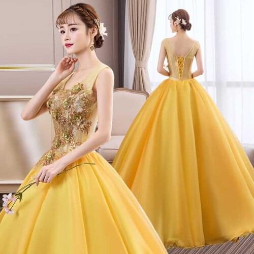 Free ship golden embroidery carnival ball gown medieval dress Renaissance queen Victorian cosplay ball gown Belle Ball