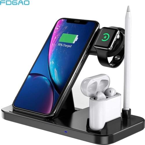 4 in 1 Wireless Charger for Apple Watch 6 5 4 3 2 AirPods Pro Qi 10W Fast Charging Dock Station For iWatch iPhone 11 XS XR X 8