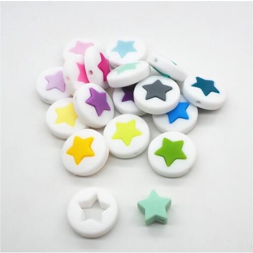 Chengkai 50pcs 21mm BPA Free Silicone Round Star Beads DIY Baby Dummy Pacifier Nursing Teether Chewing Jewelry Toy Accessories