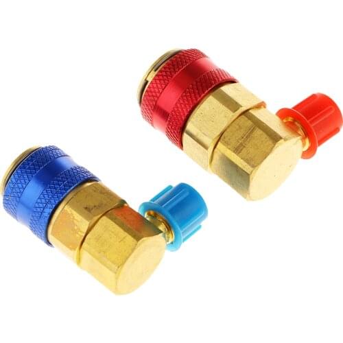 2x HVAC 1/4 R134a Hi Low Air Condition Quick Connectors Adaptors Coupler Kit