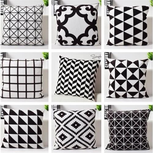 Nordic Style Decorative Pillows Case Velvet Geometric Cushion Cover Home White Black Pillowcase Sofa Black White Pillow Cover