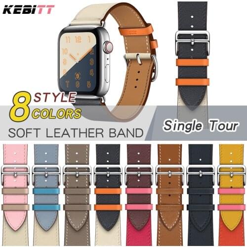 Kebitt Leather Men Women Single Tour Bands For Apple Watch Series 5 4 1 2 3 three Color iwatch Double Strap band 38 40MM 42 44mm