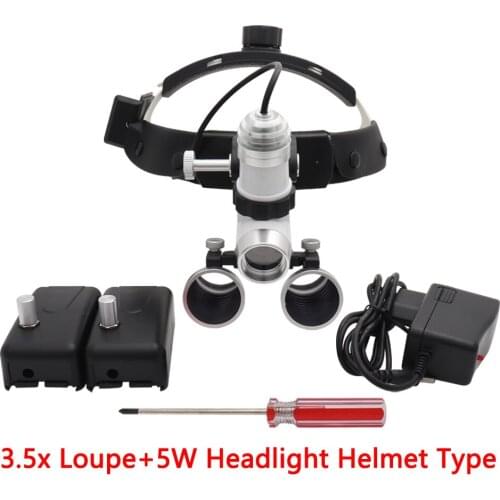 3.5x420mm Dental Loupe Lab Medical Magnifier Magnification Binocular Surgery Surgical 5W Headlight Black with Two Batteries