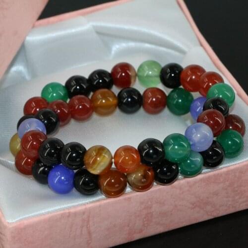 New design 8mm multicolor natural stone agat round beads strand 2 rows multilayer bracelets carnelian onyx women jewelry B2799