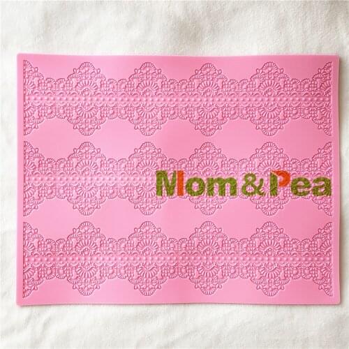 Mom&Pea GX189 Big Size Lace Pad Cake Decoration Fondant Cake 3D Mold Food Grade Silicone Mould
