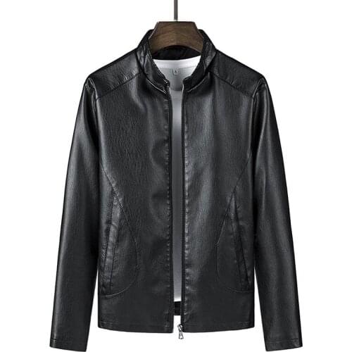 Mens Classical Motocycle Jacket Spring Men PU Leather Jacket Motor Autumn Zipper Jacket Male Biker Coat Plus Size 5XL