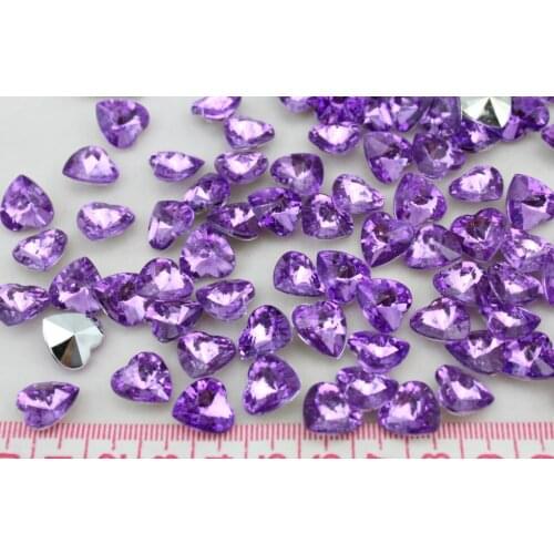 Set of 300pcs Bling Rhinestone Heart Gem Cabochon Faceted 12mm purple for Flower center,Dress accessories or you pick colors