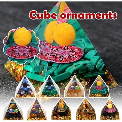 New Ogan Pyramid Hand-decorated Seven Chakras Amethyst Crushed Stone Energy Tower Powder Crystal Home Totem Resin Mini Ornaments