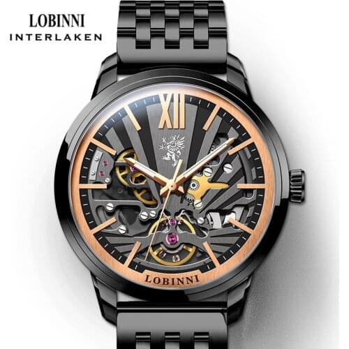 LOBINNI New Sapphire Glass Men Watch Stainless Steel Waterproof Mechanical Watch Luxury Automatic Watch Relogio Masculino