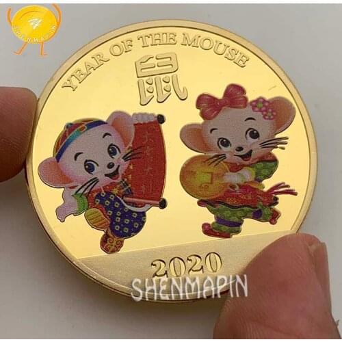 2020 Happy Year of The Mouse Commemorative Coin Elizabeth II Gold Coins Lucky Mouse Send Blessing Coins Collectibles Gift