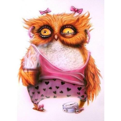 Full Diamond Embroidery Pink cartoon Owl 5D Diamond Painting Cross Stitch 3D Diamond Mosaic Needle Craft Christmas Gift