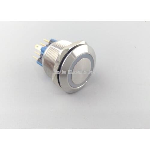 Self Locking Blue Angel Eye Latching Stainless Steel Push Button Switch 25mm