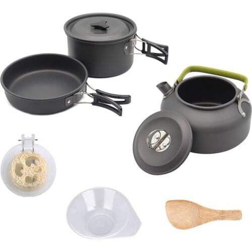 Ultralight Camping Cookware Utensils outdoor tableware set Hiking Picnic Titanium Alloy Camping Tableware Pot Pan 1-2 persons