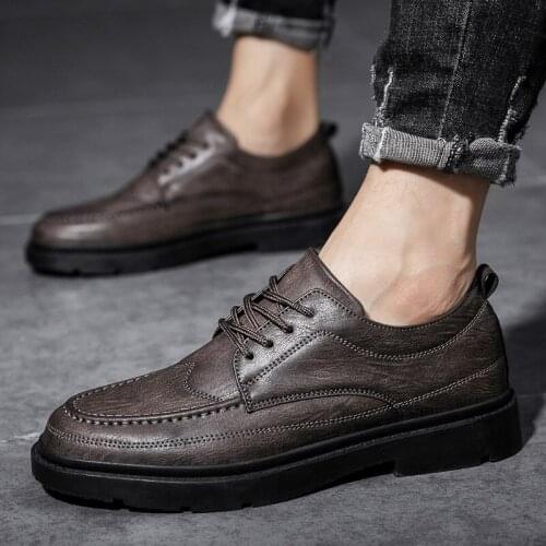 Classic Men Casual Shoes Lace Up Microfiber Men Shoes Quality Men Leather Shoes Welt Stitching Bussiness Shoes Man