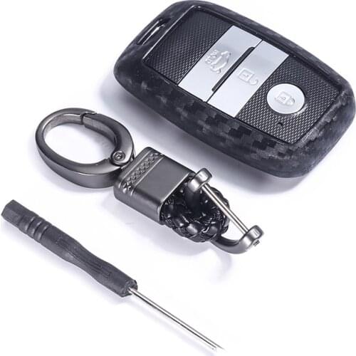 Carbon Fiber Car Key Cover Case holder For Kia Rio QL Sportage Ceed Cerato Forte R GT Stinger Sorento Optima K2 K3 K4 K5 Picanto