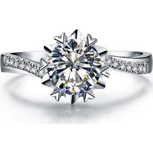 Forever Classic 0.5Ct Round Cut D Color Moissanite Ring Snowflake Micro-paved Solid Platinum 950 Ring White Gold Ring