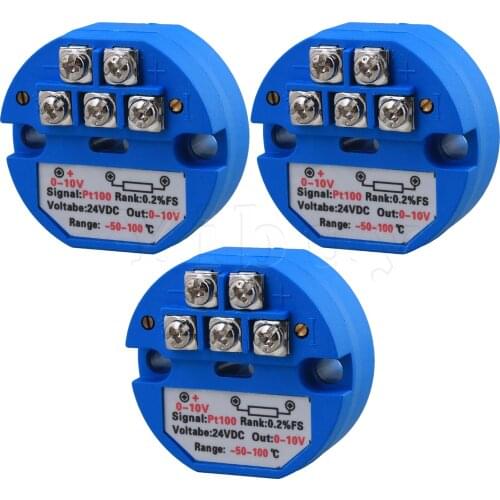 3x PT100 Temperature Sensor Transmitter Output 0-10V for Electric Power