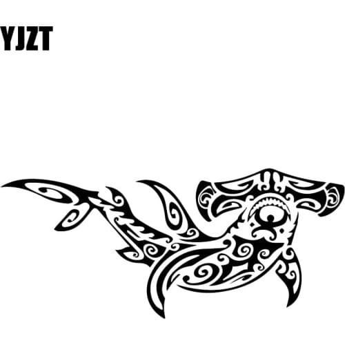 YJZT 8CM*18.2CM Beautiful Hammerhead Fish Pattern Decal Car Decoration Sticker Black/Silver C30-0048